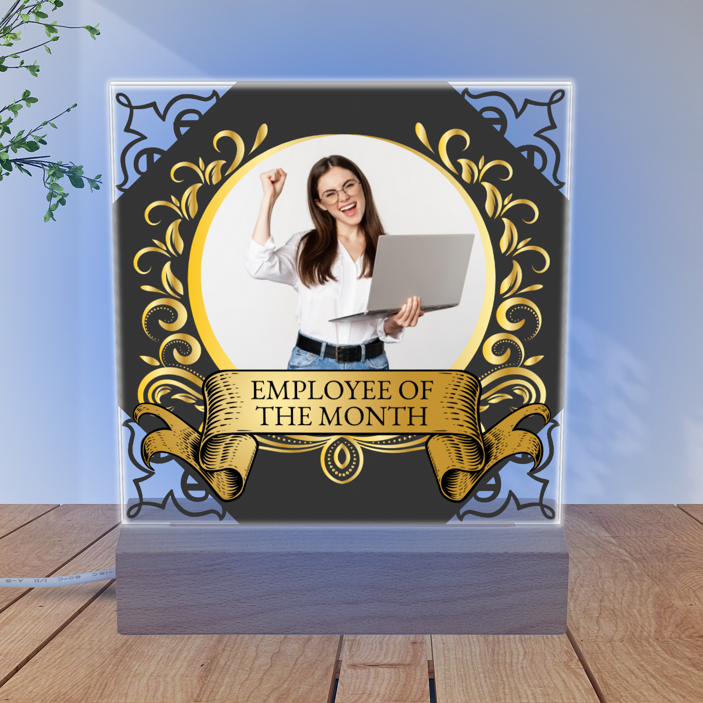 Employee Of The Month Photo Upload Illuminated Light Stand