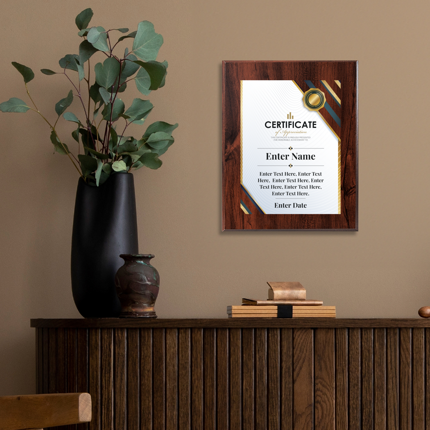 Certificate Of Appreciation 8" x 10" UV Printed Luxury Award