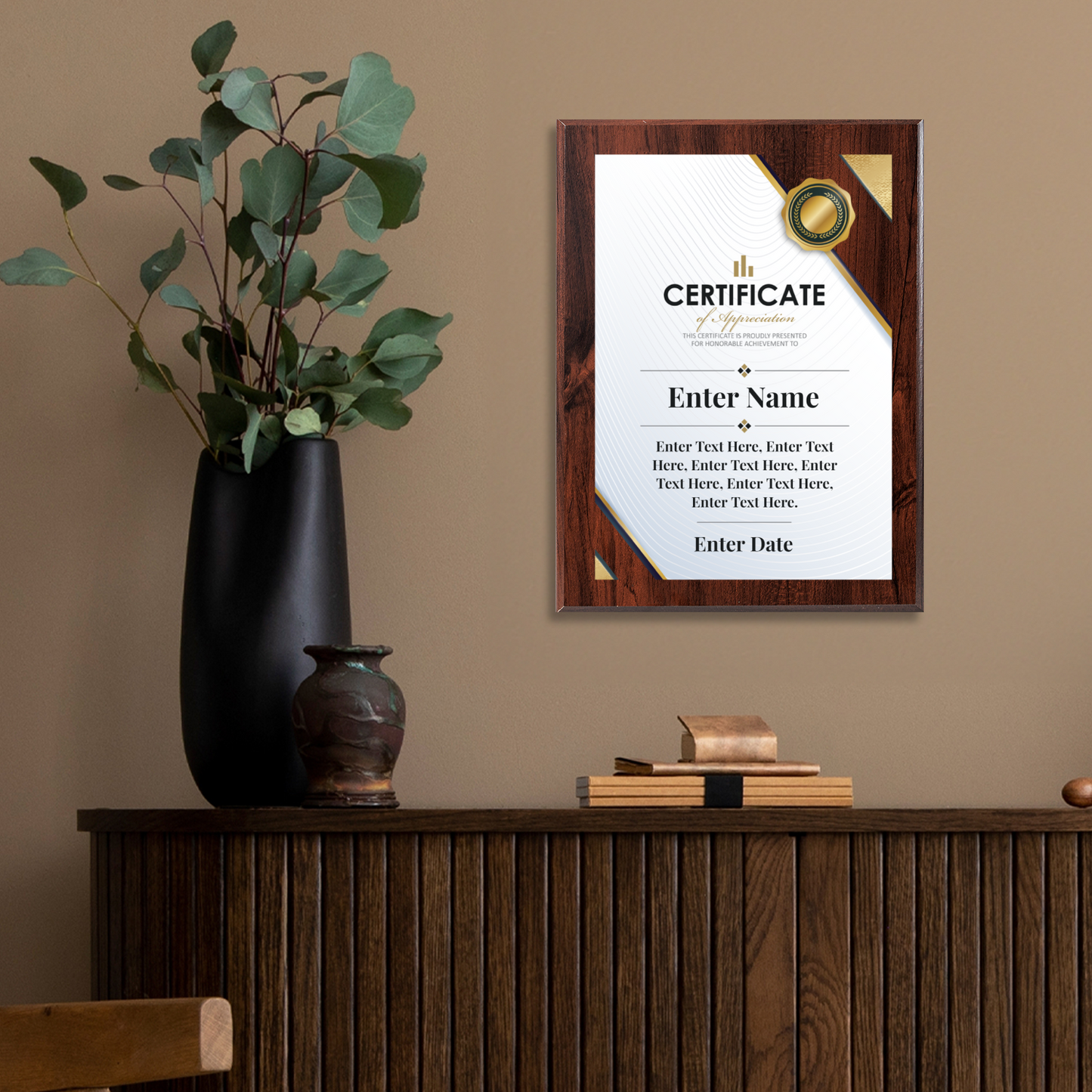 Certificate Of Appreciation 9" x 12" UV Printed Luxury Award
