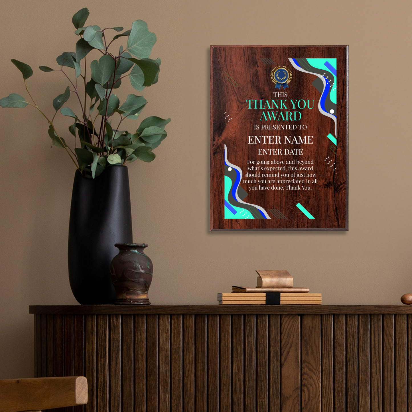Thank You 9" x 12" UV Printed Luxury Award