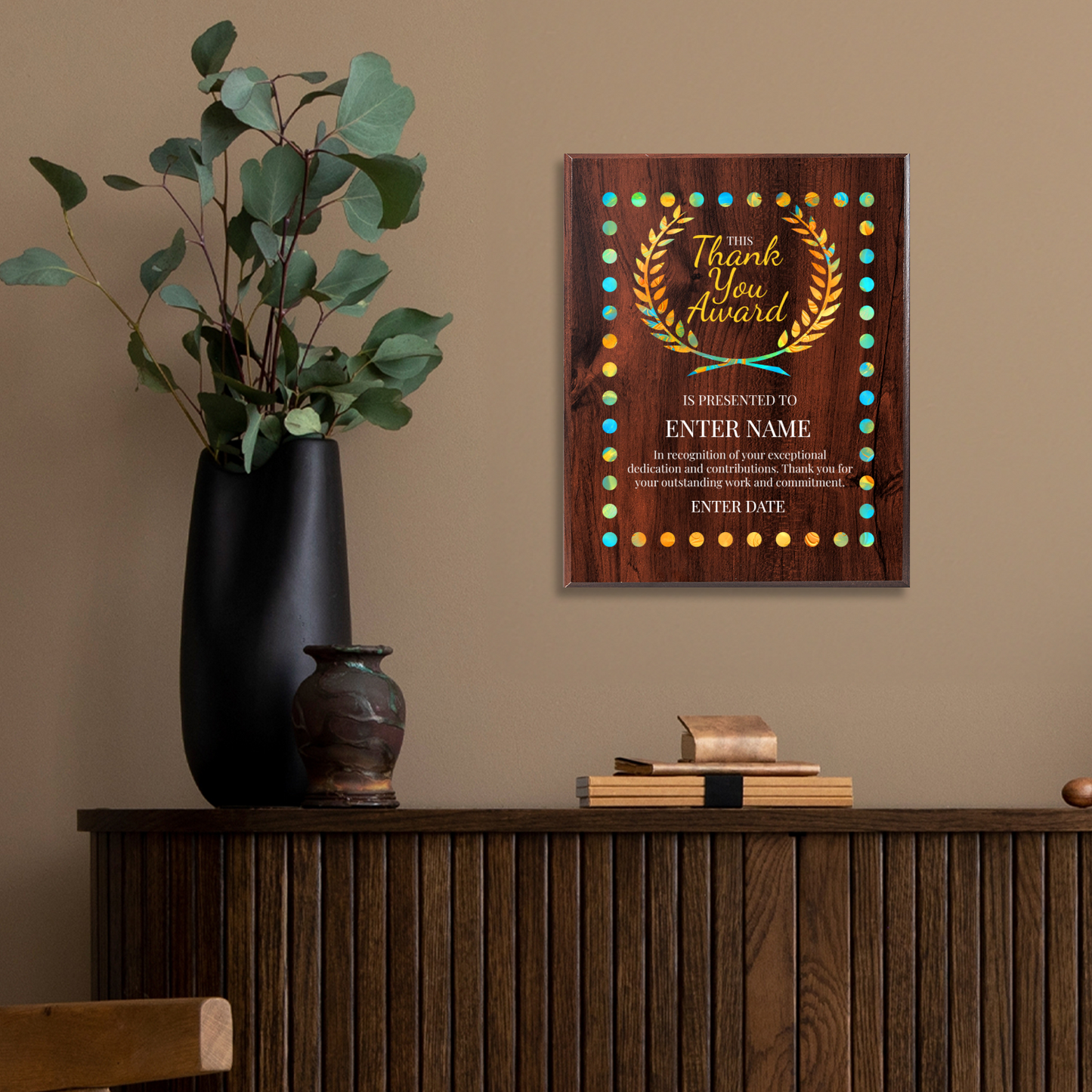 Thank You Award 10.5" x 13" UV Printed Luxury Award 03