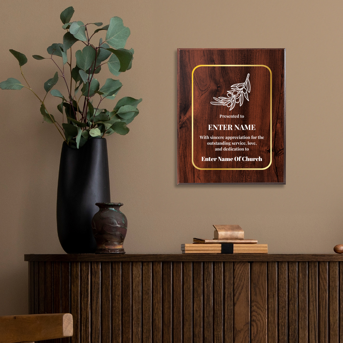 Personalized Church Olive Branch 8" x 10" UV Printed Luxury Award