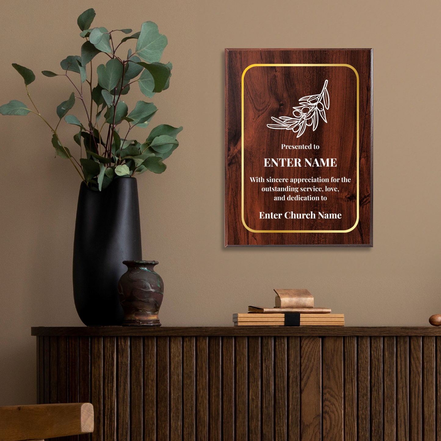 Personalized Church Olive Branch 9" x 12" UV Printed Luxury Award