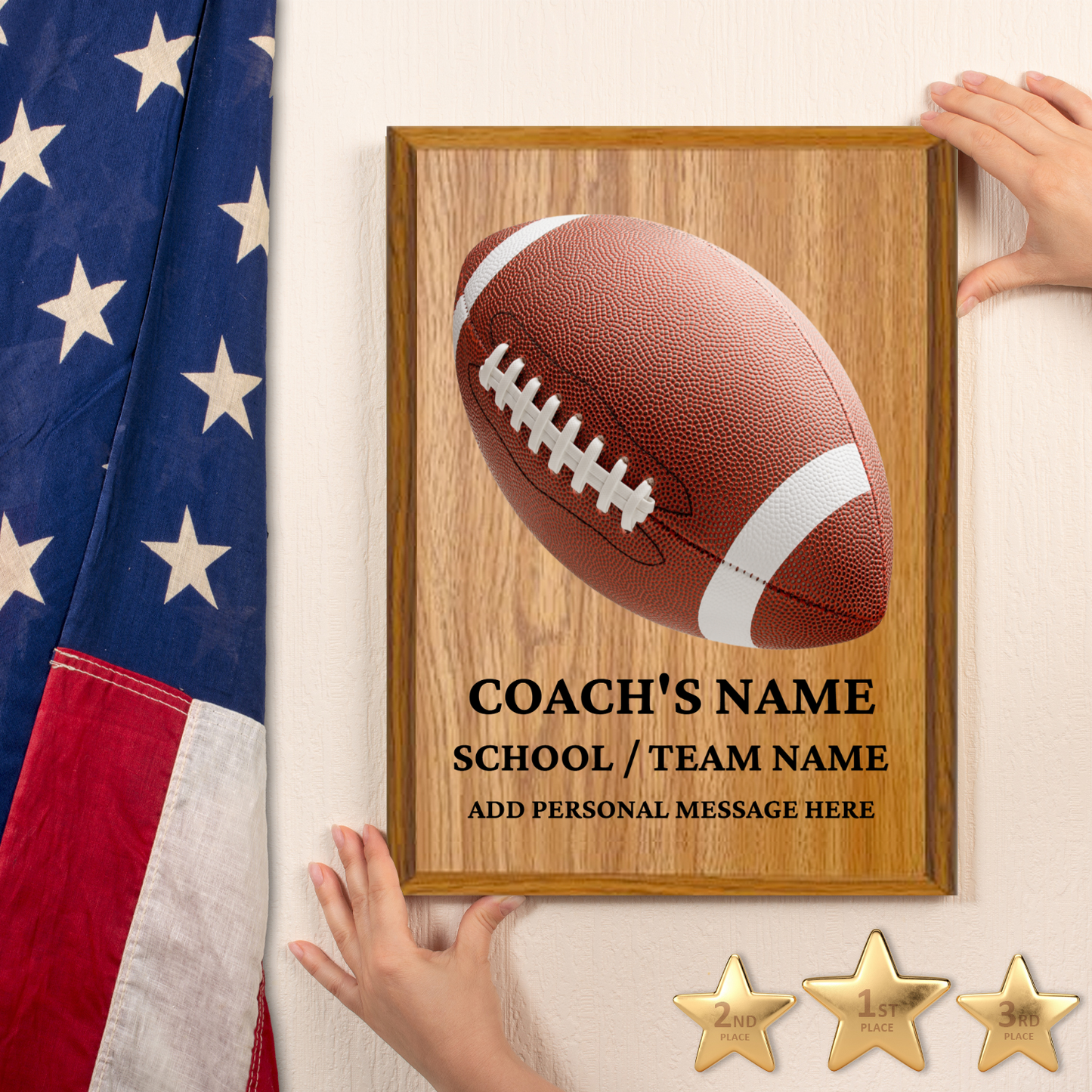 Personalized UV Printed Luxury Award American Football 9" x 12"