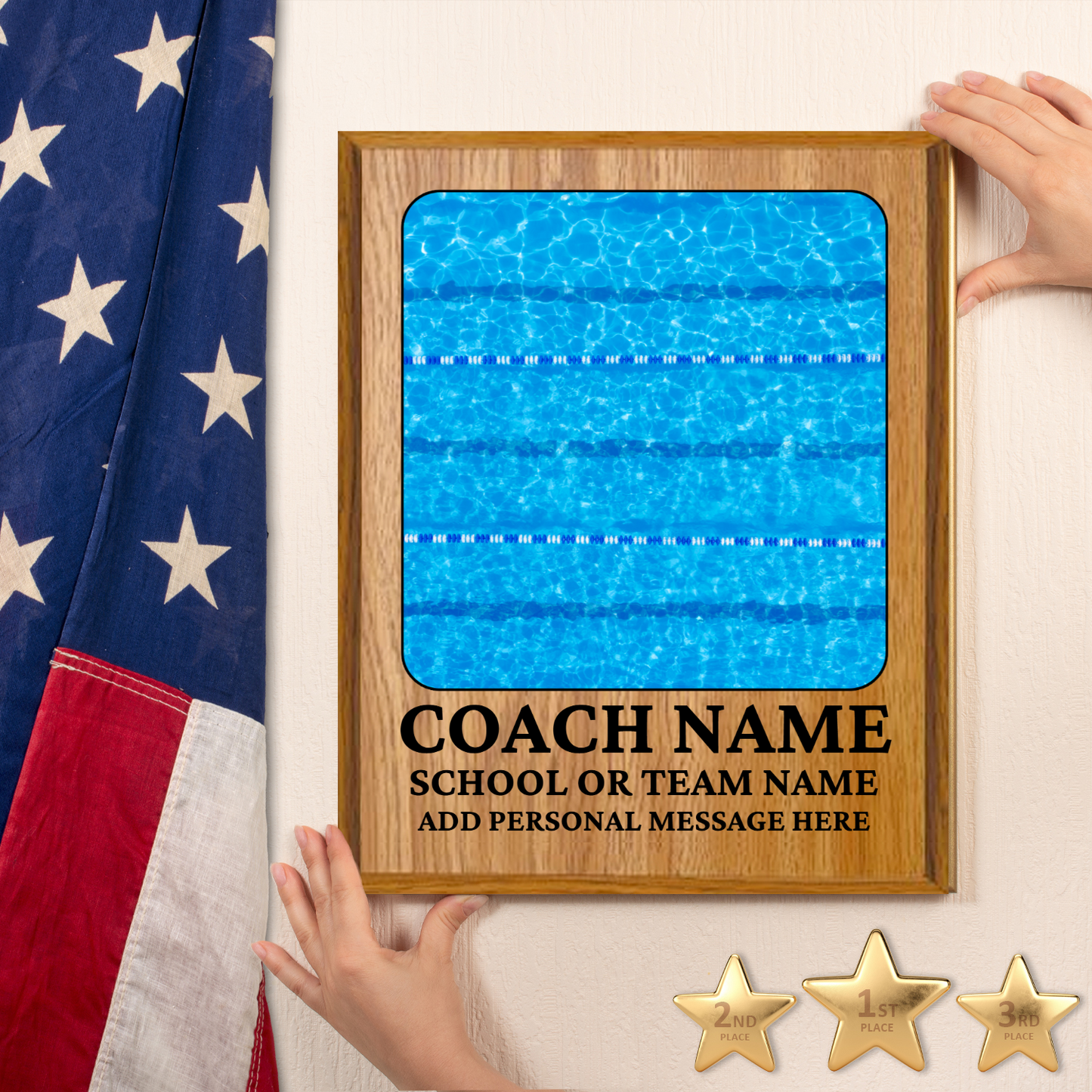 Personalized UV Printed Luxury Award Swim Team 12" x 15"
