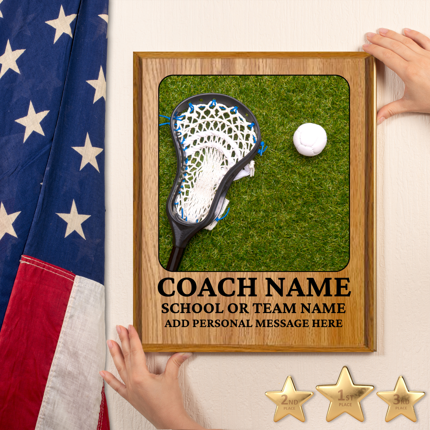 Personalized UV Printed Luxury Award Lacrosse 12" x 15"