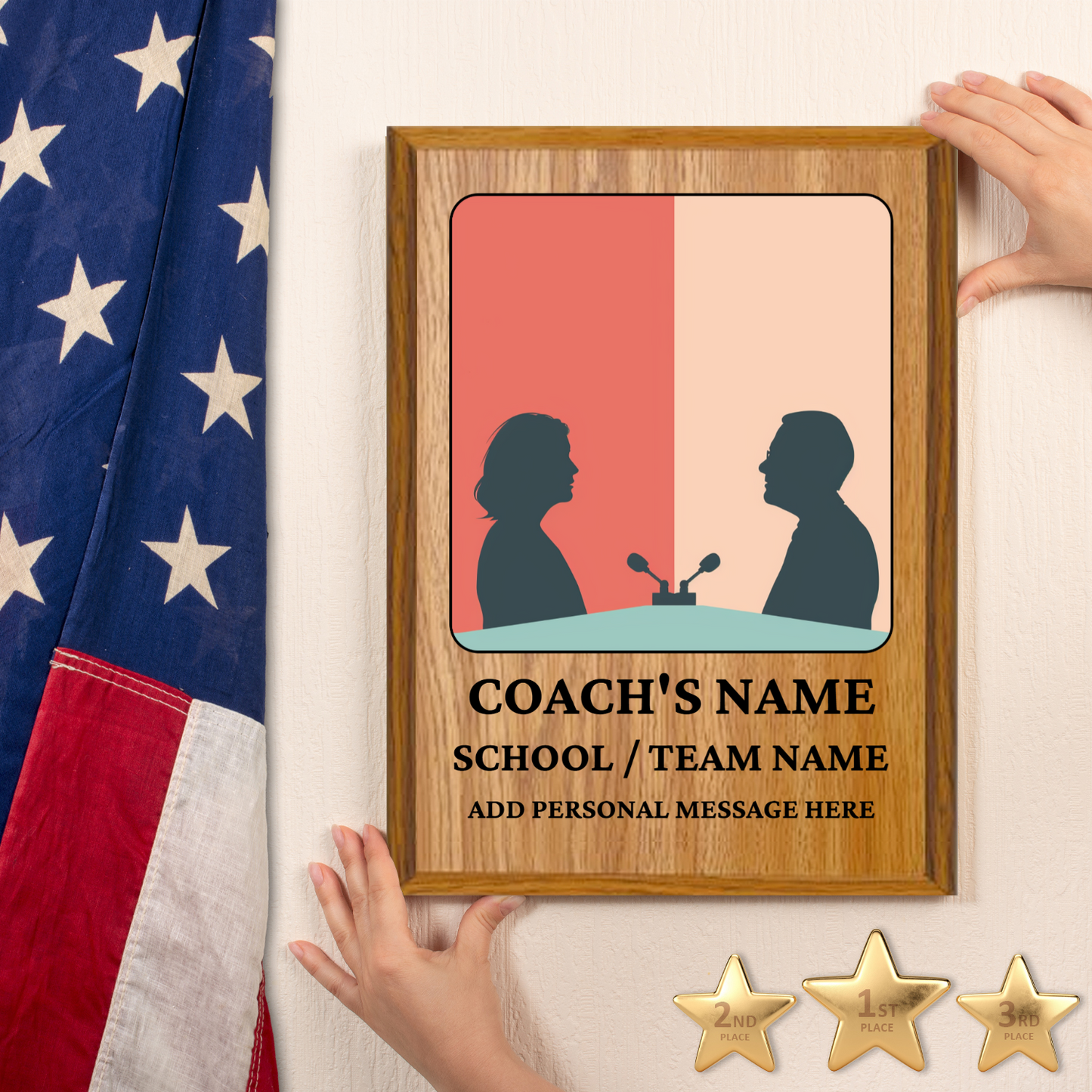 Personalized UV Printed Luxury Award Debate Team 9" x 12"