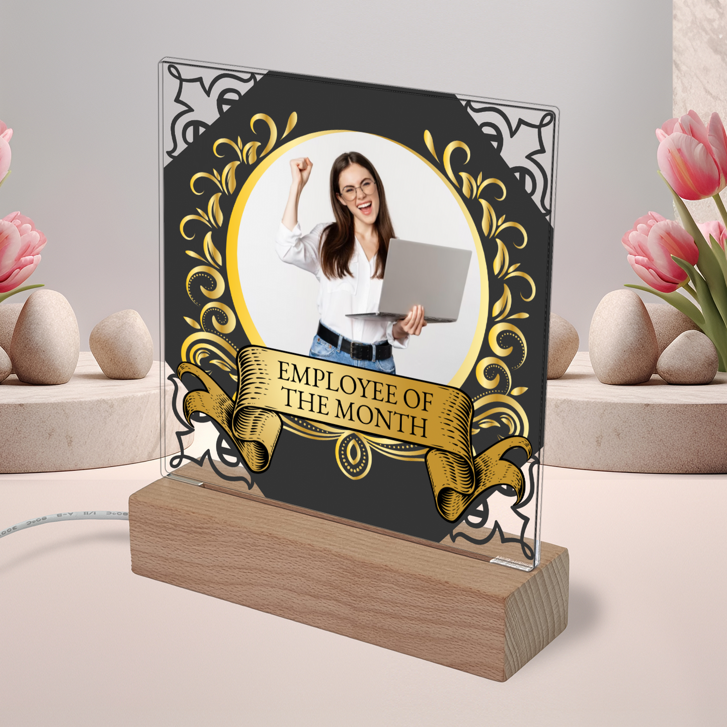 Employee Of The Month Photo Upload Illuminated Light Stand