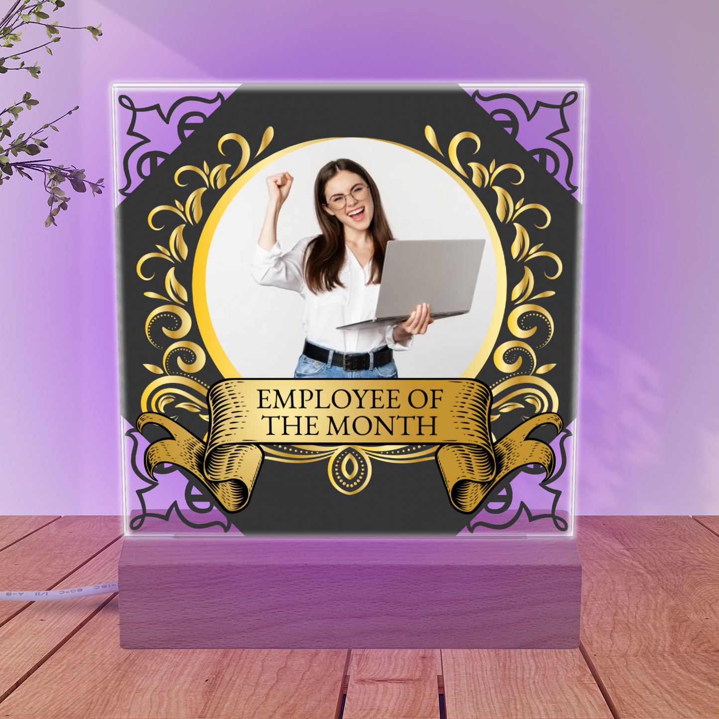 Employee Of The Month Photo Upload Illuminated Light Stand