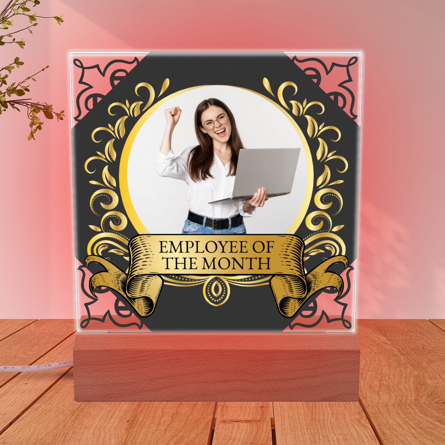 Employee Of The Month Photo Upload Illuminated Light Stand