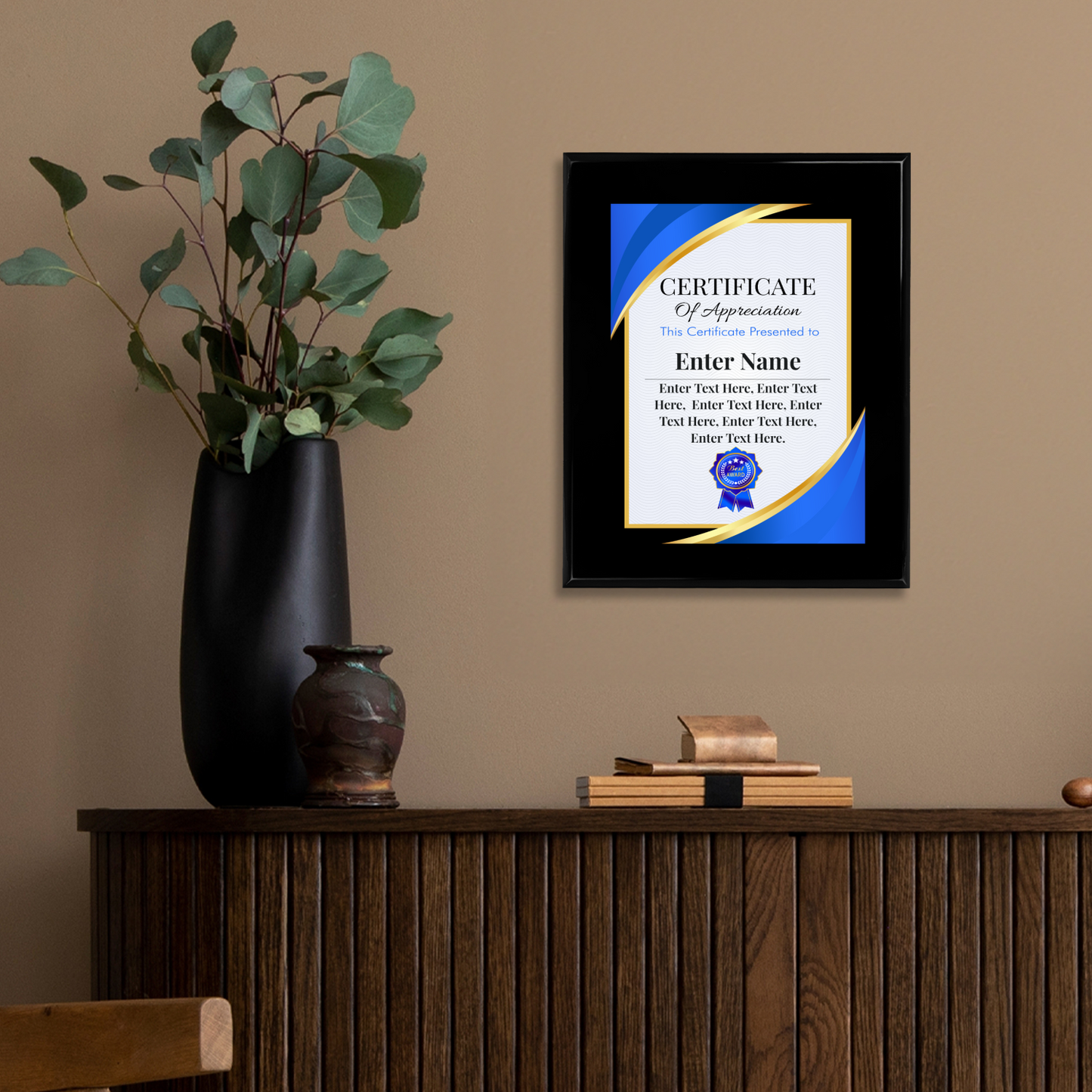 Certificate Of Appreciation 8" x 10" UV Printed Luxury Award 02