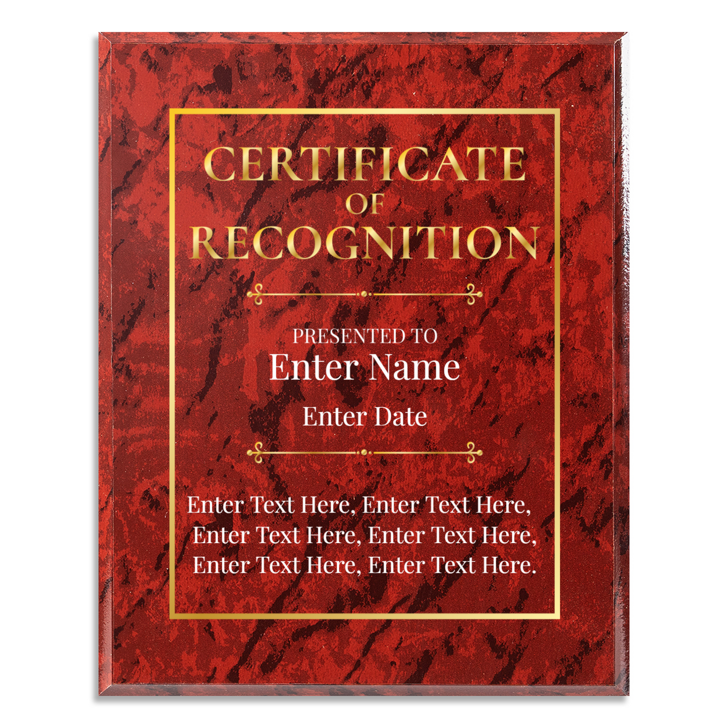 Certificate of Recognition 8" x 10" UV Printed Luxury Award