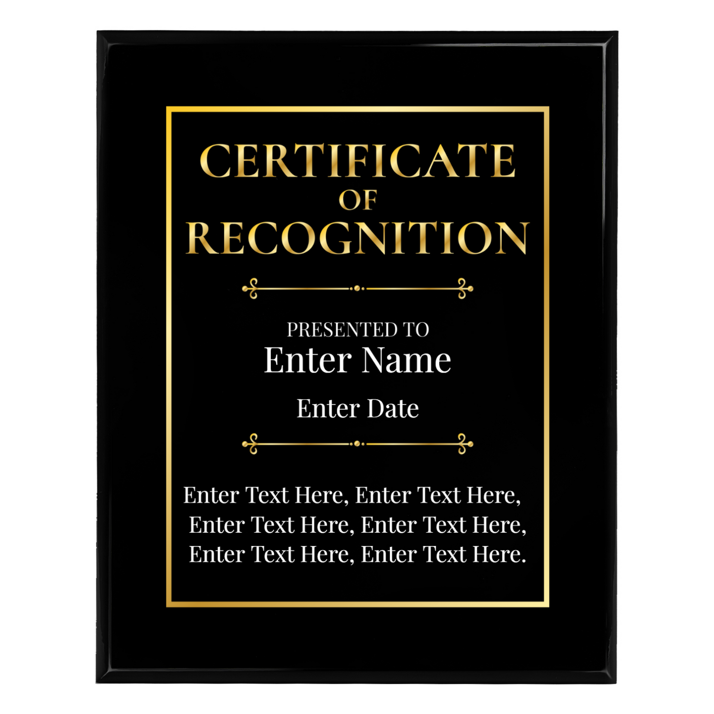 Certificate of Recognition 8" x 10" UV Printed Luxury Award