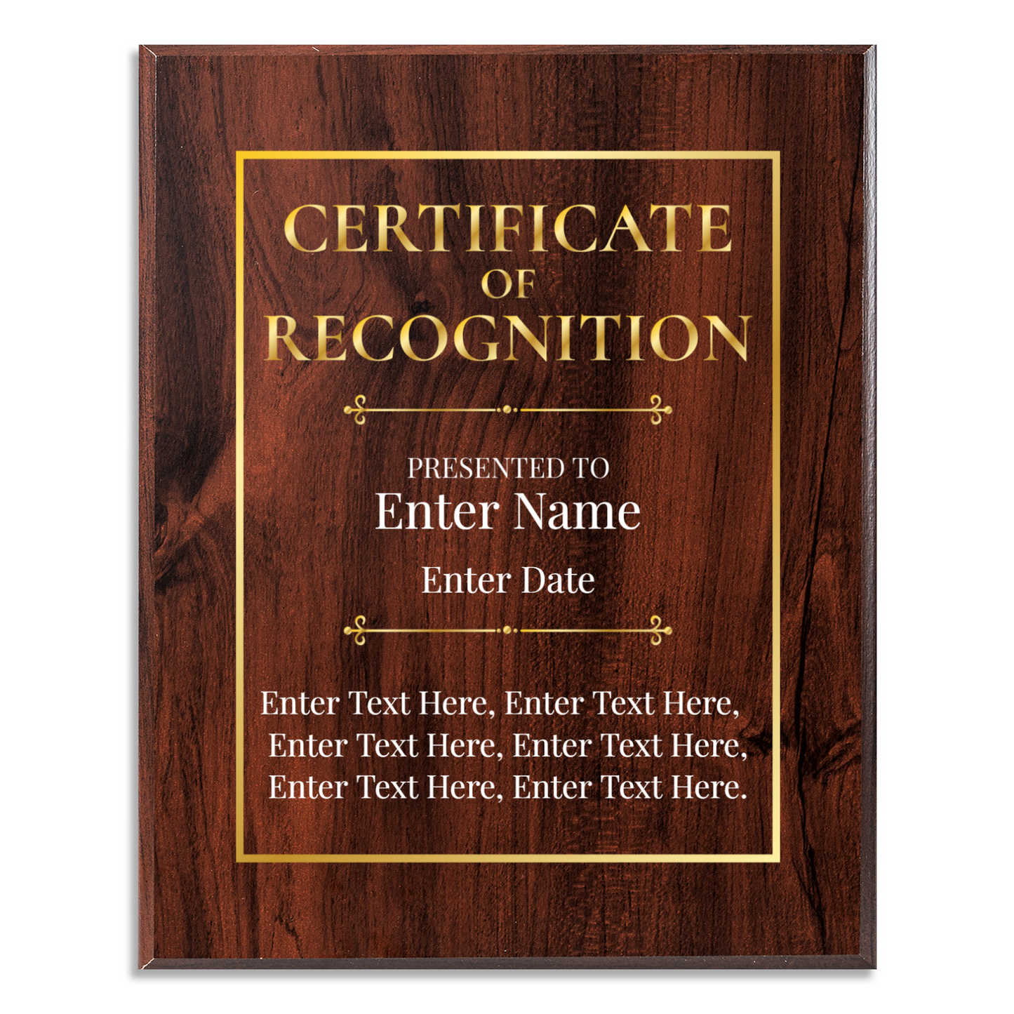 Certificate of Recognition 8" x 10" UV Printed Luxury Award