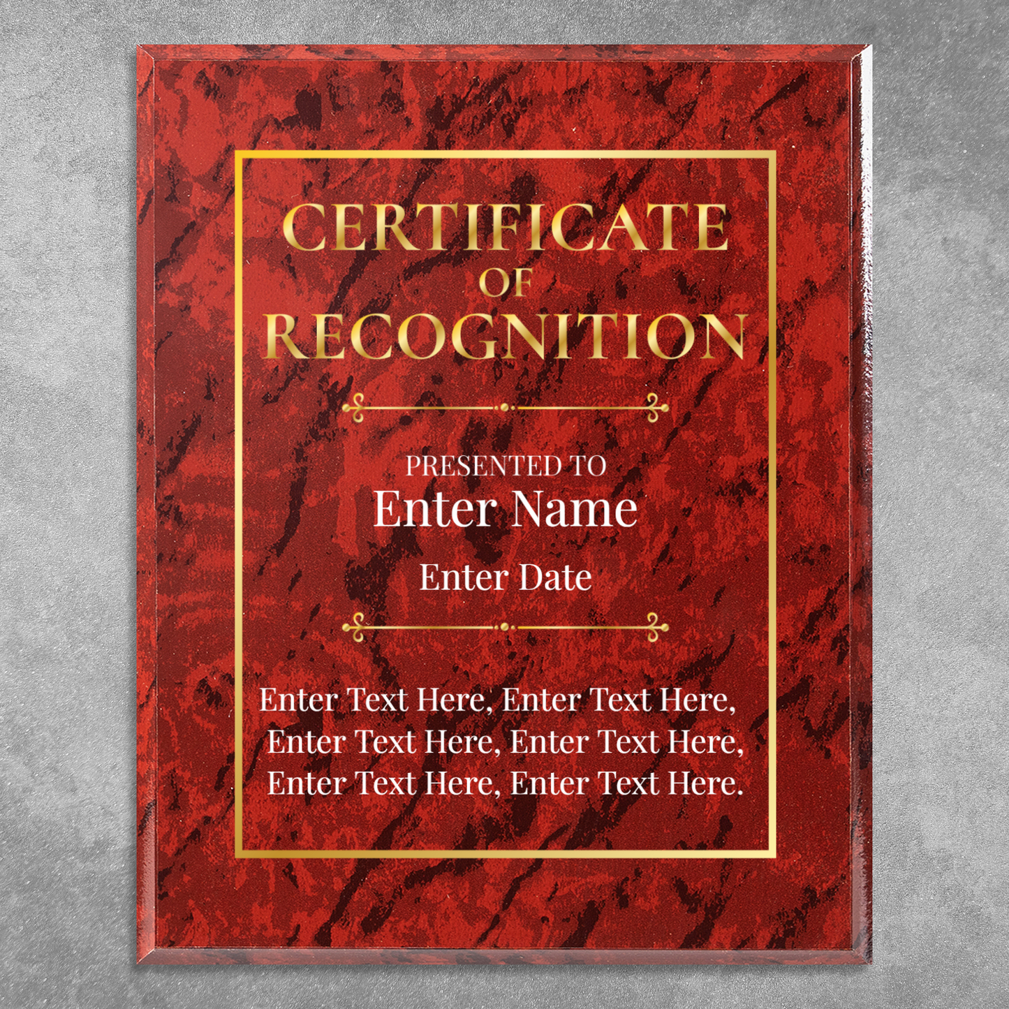 Certificate of Recognition 8" x 10" UV Printed Luxury Award