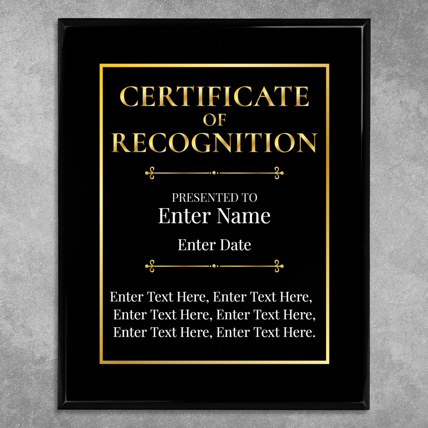 Certificate of Recognition 8" x 10" UV Printed Luxury Award