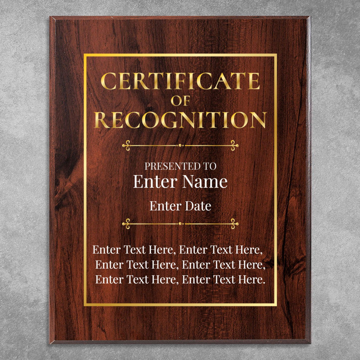 Certificate of Recognition 8" x 10" UV Printed Luxury Award