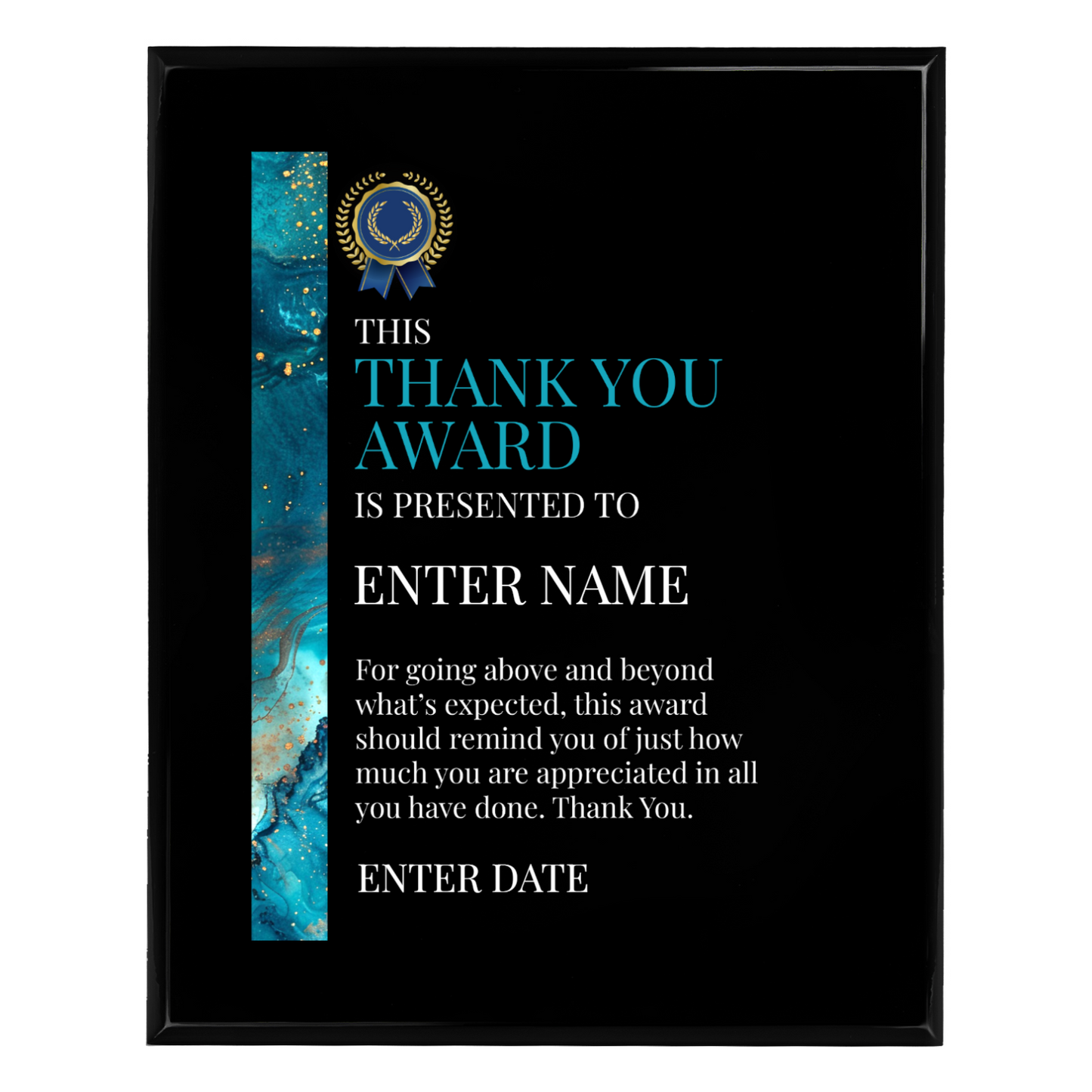 Thank You 8" x 10" UV Printed Luxury Award 02