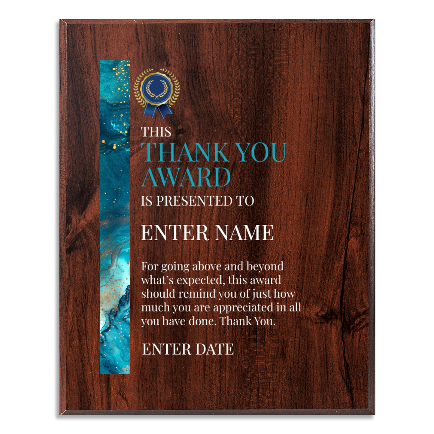 Thank You 8" x 10" UV Printed Luxury Award 02