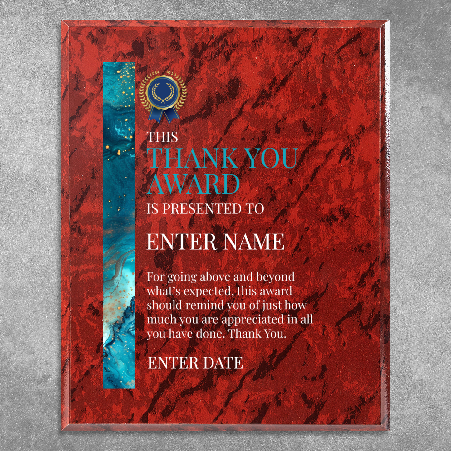 Thank You 8" x 10" UV Printed Luxury Award 02