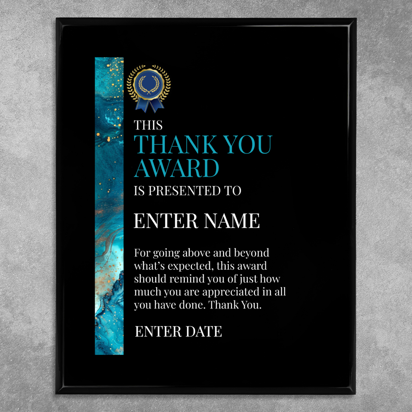Thank You 8" x 10" UV Printed Luxury Award 02