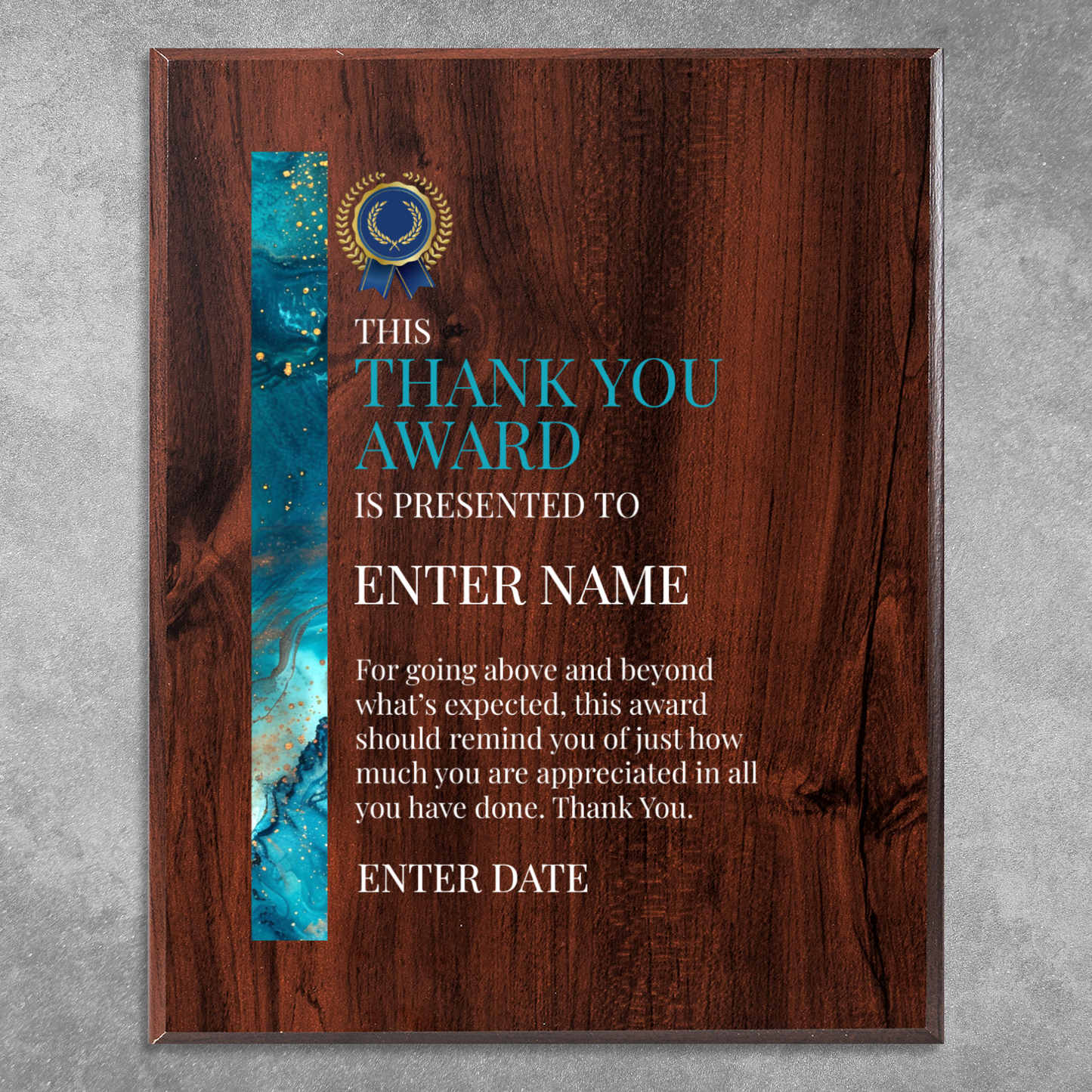 Thank You 8" x 10" UV Printed Luxury Award 02