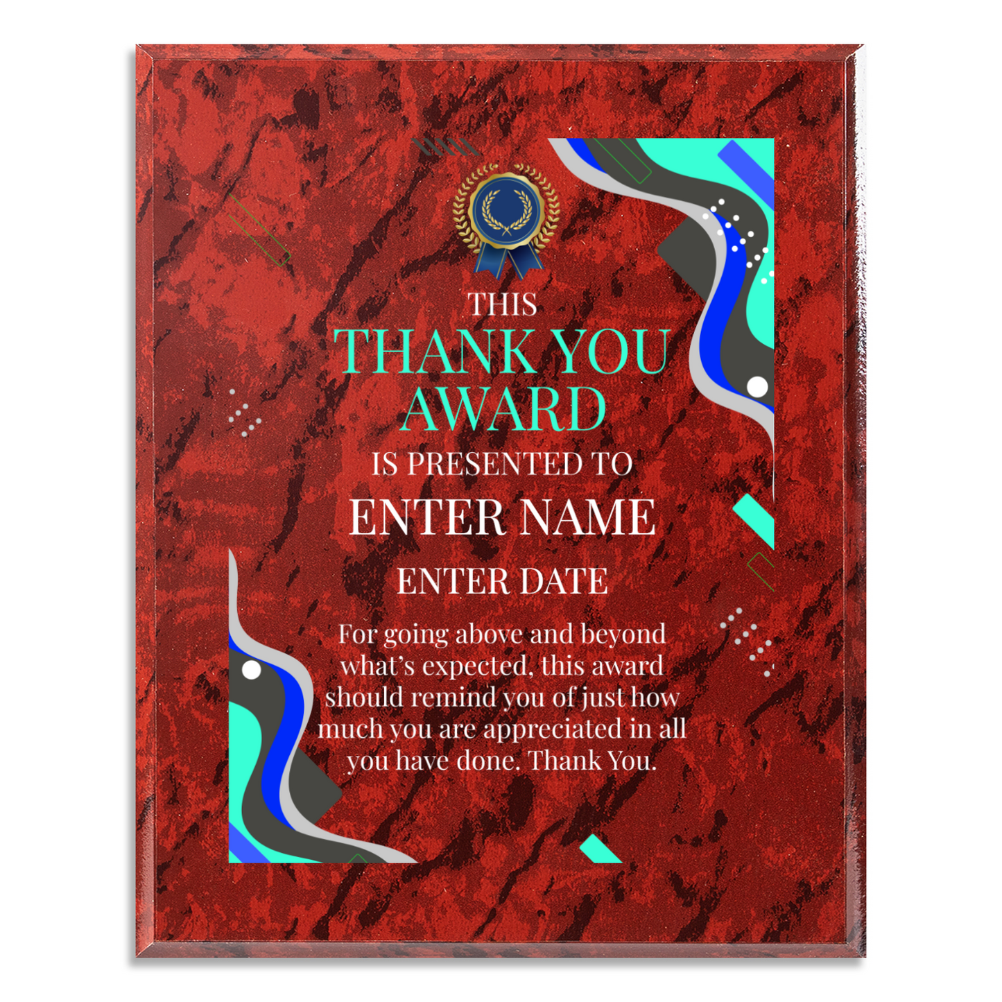 Thank You 8" x 10" UV Printed Luxury Award