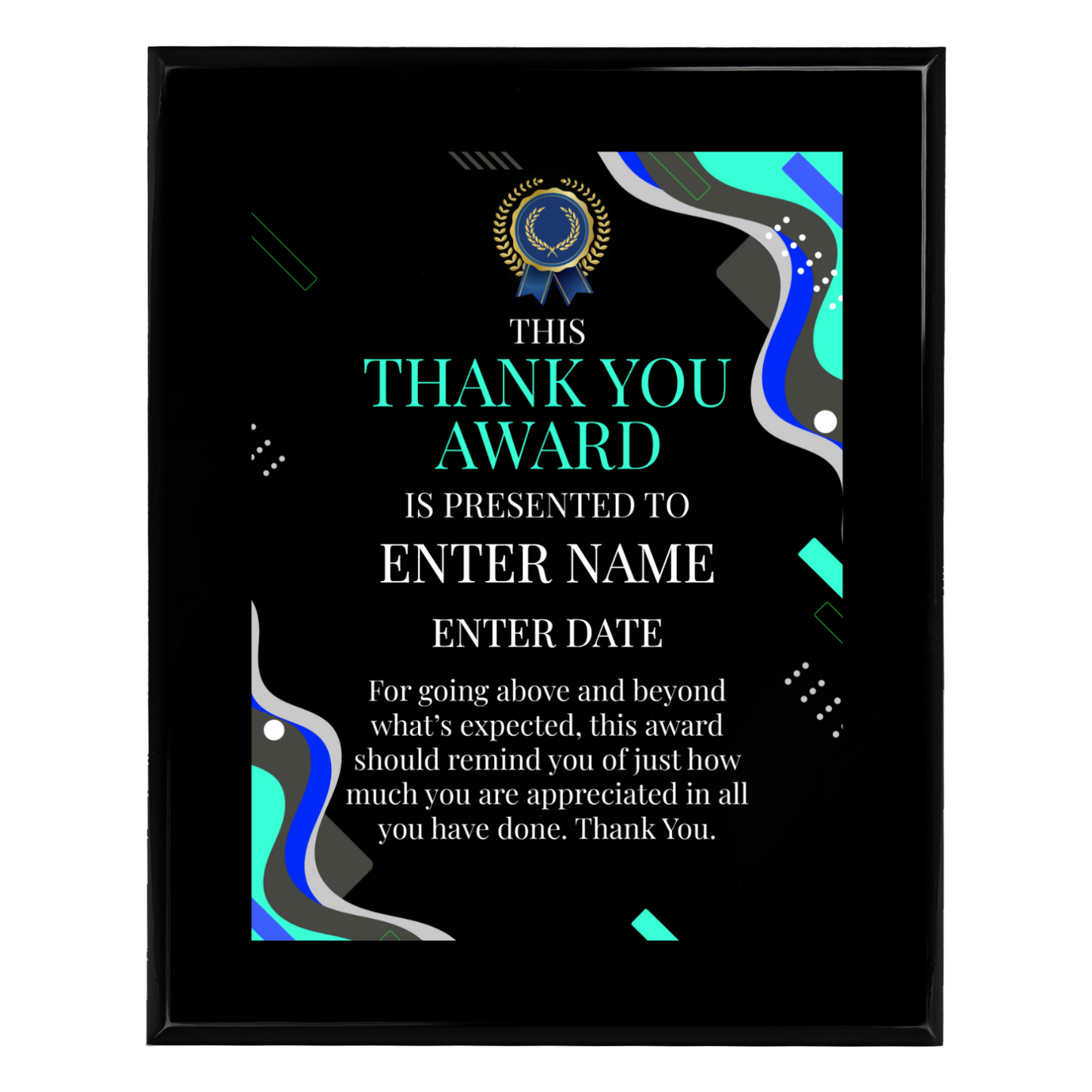 Thank You 8" x 10" UV Printed Luxury Award