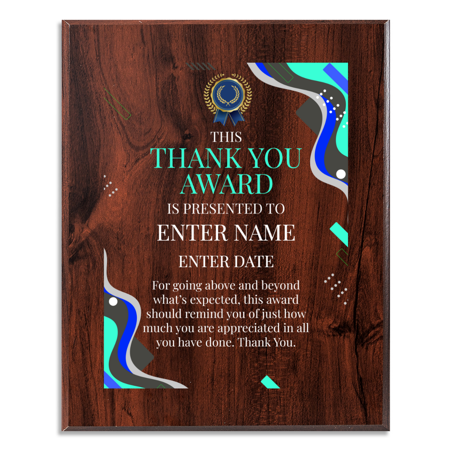 Thank You 8" x 10" UV Printed Luxury Award