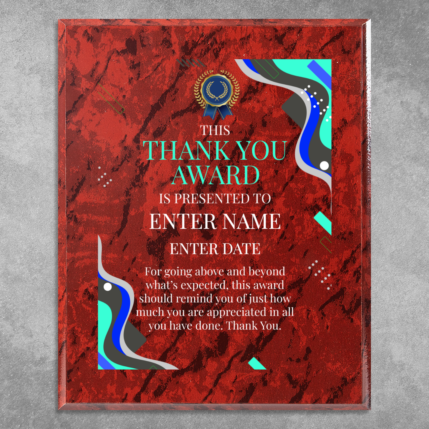 Thank You 8" x 10" UV Printed Luxury Award