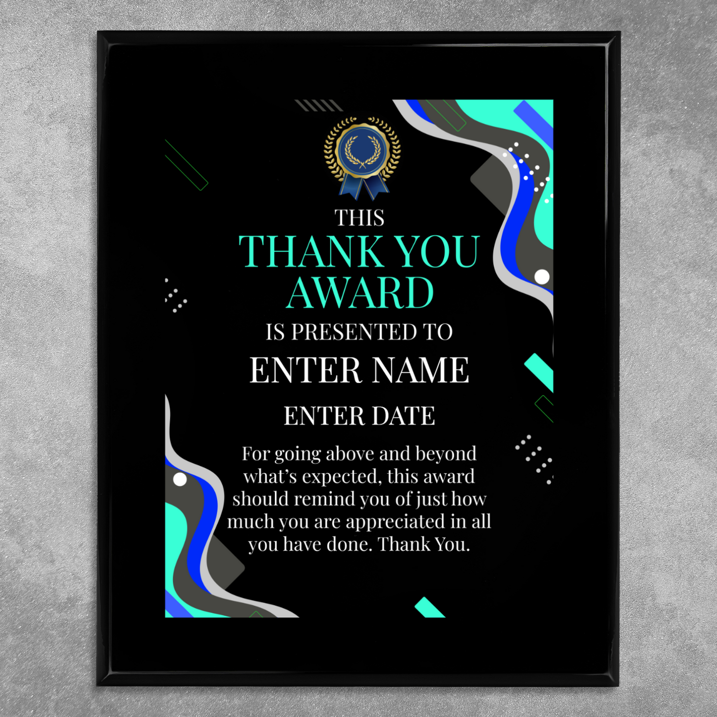 Thank You 8" x 10" UV Printed Luxury Award