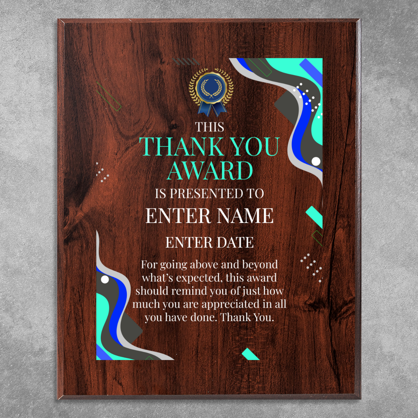 Thank You 8" x 10" UV Printed Luxury Award