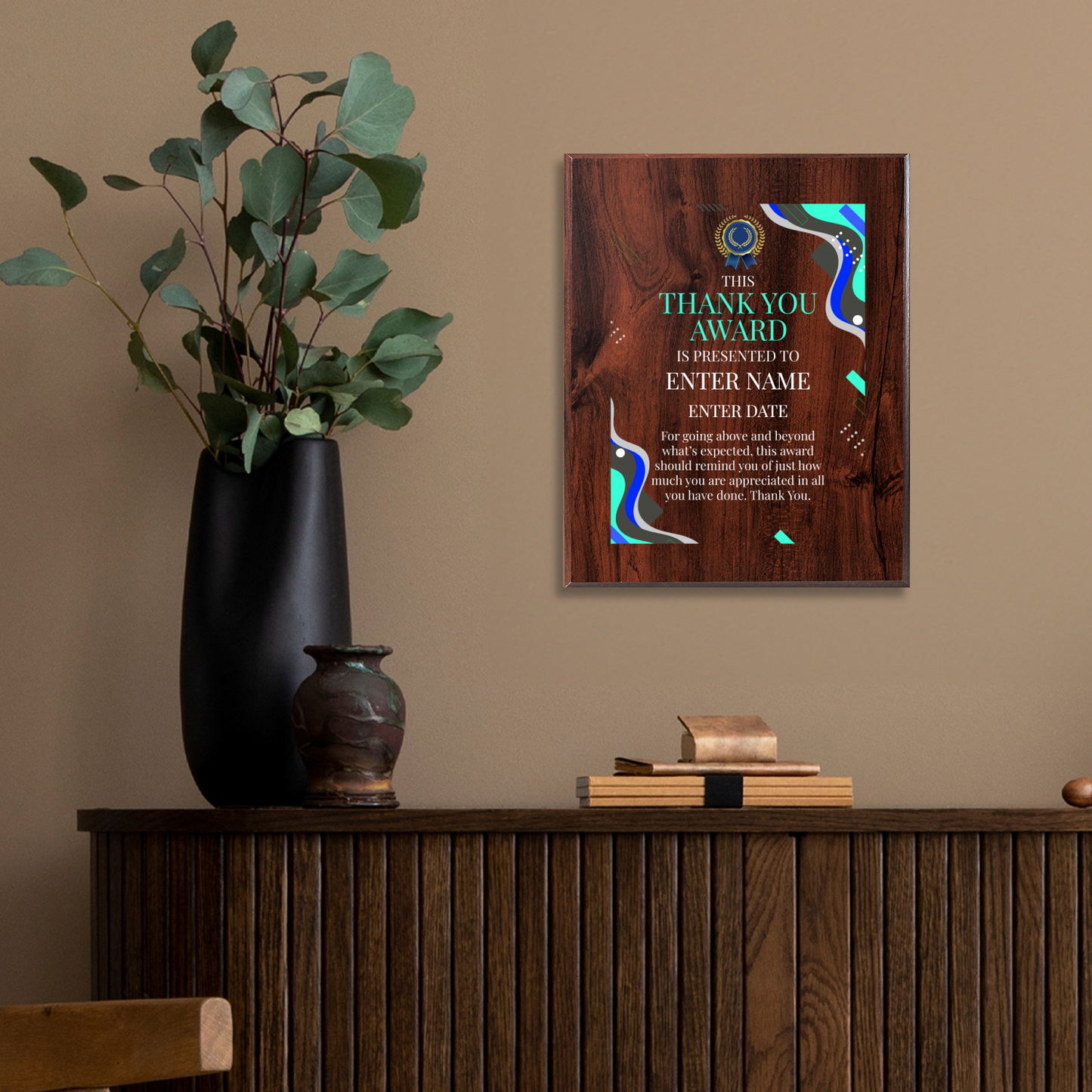 Thank You 8" x 10" UV Printed Luxury Award