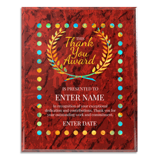 Thank You 8" x 10" UV Printed Luxury Award 03