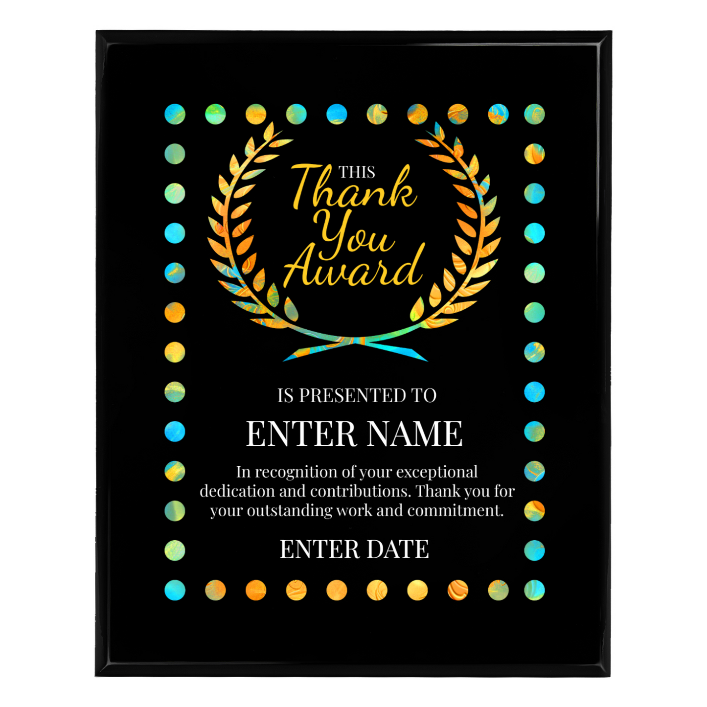 Thank You 8" x 10" UV Printed Luxury Award 03