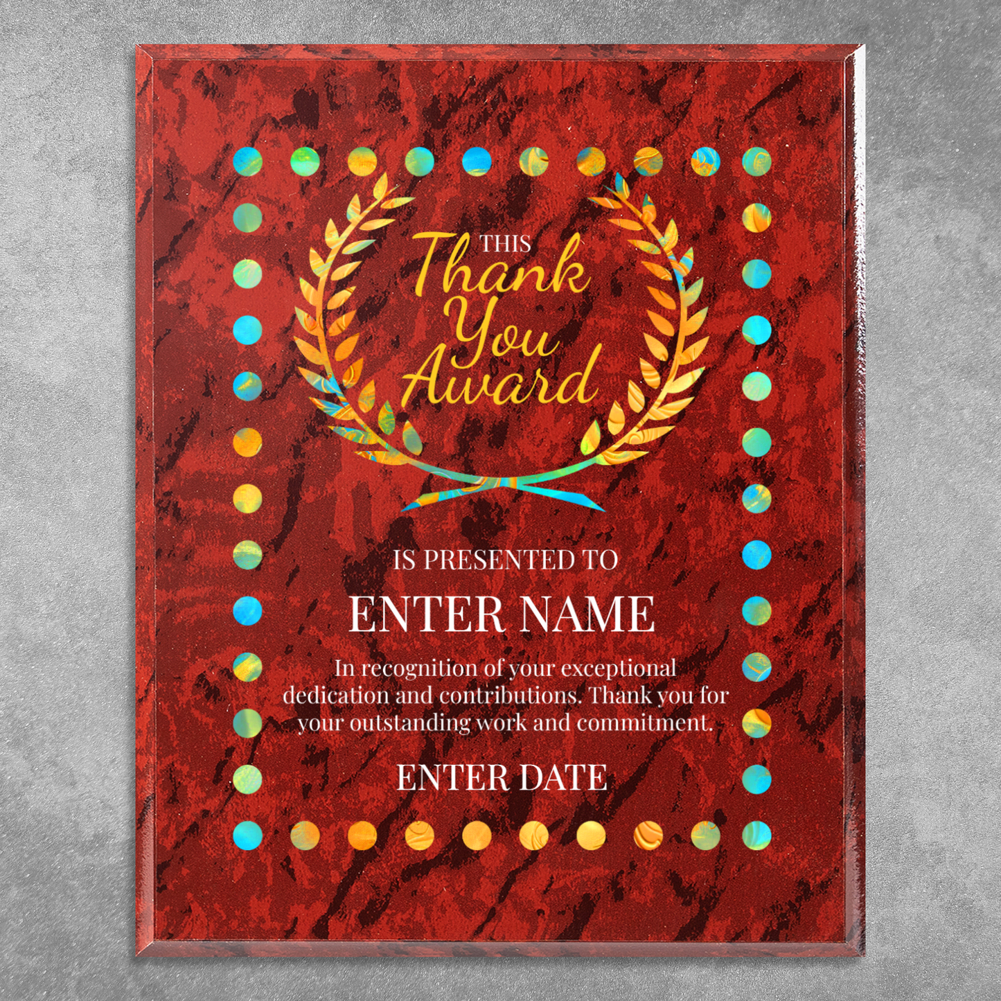 Thank You 8" x 10" UV Printed Luxury Award 03