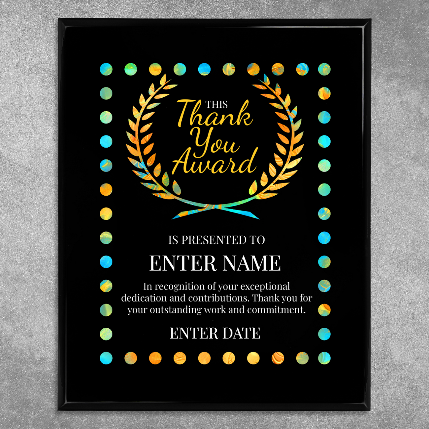 Thank You 8" x 10" UV Printed Luxury Award 03