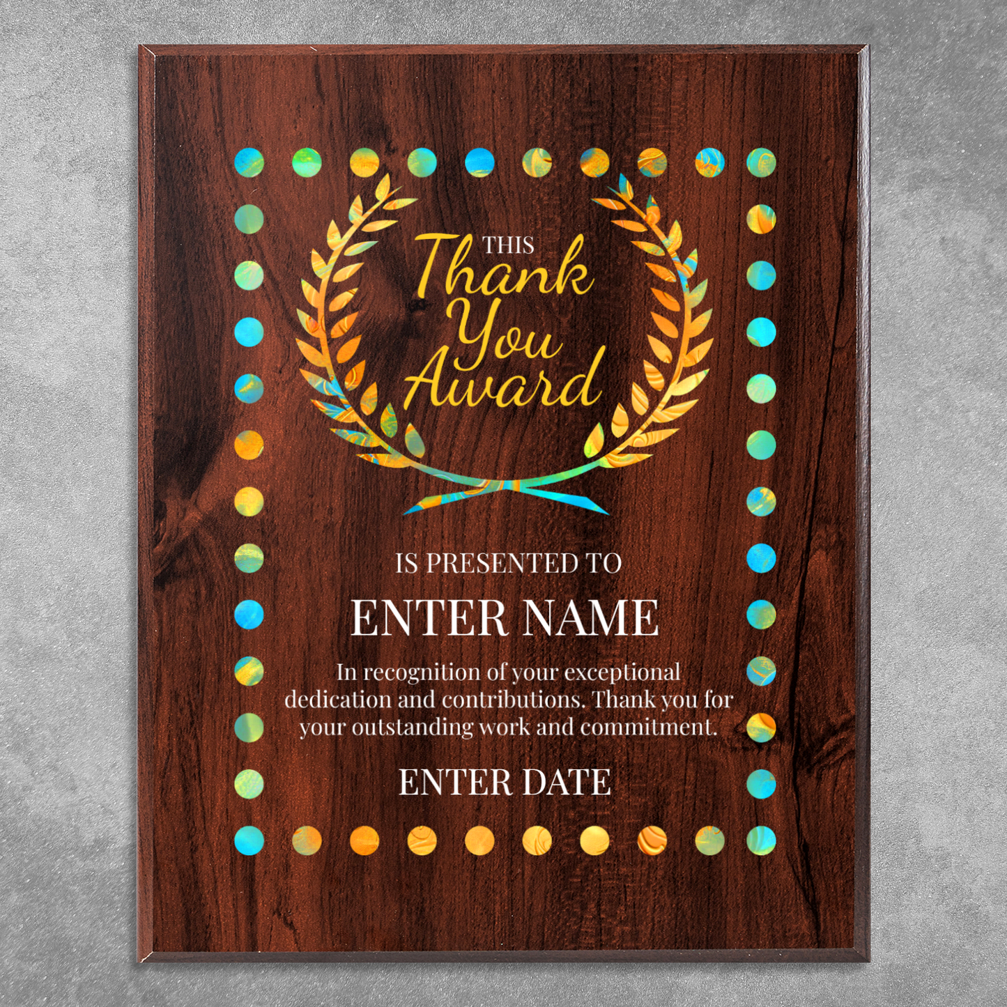 Thank You 8" x 10" UV Printed Luxury Award 03