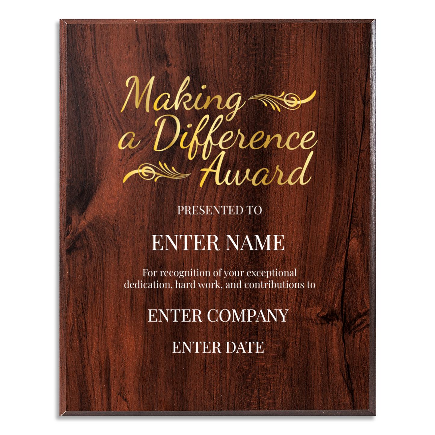 Making A Difference 8" x 10" UV Printed Luxury Award
