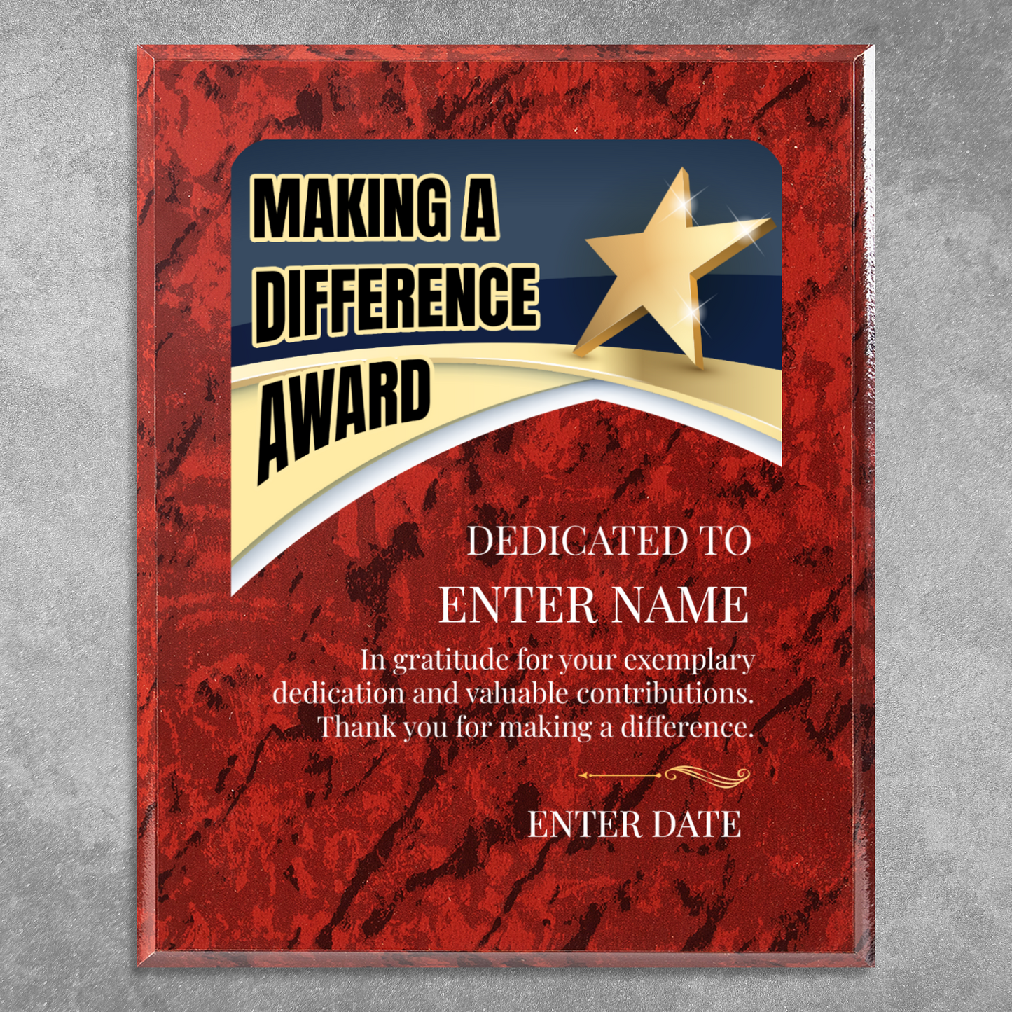 Making A Difference 8" x 10" UV Printed Luxury Award 03