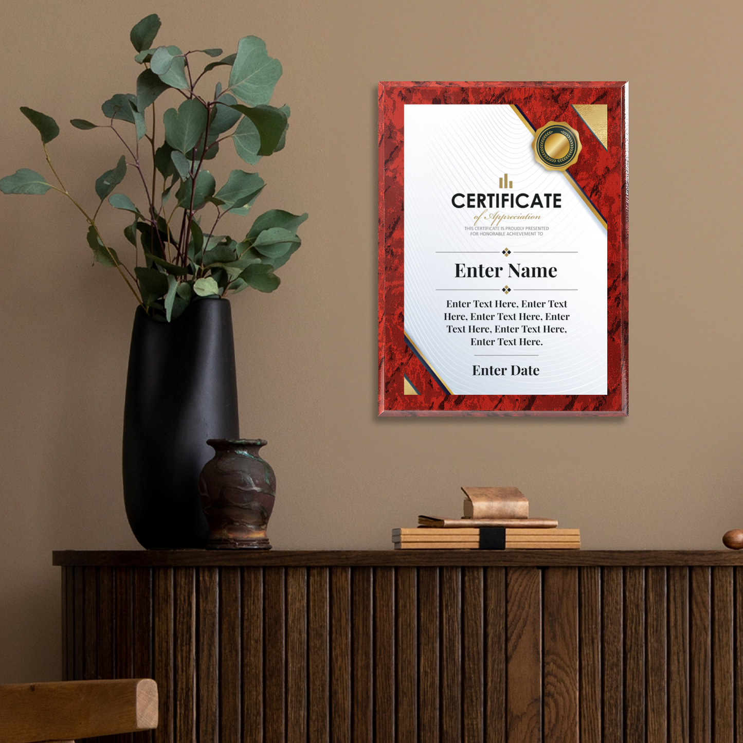 Certificate Of Appreciation 9" x 12" UV Printed Luxury Award
