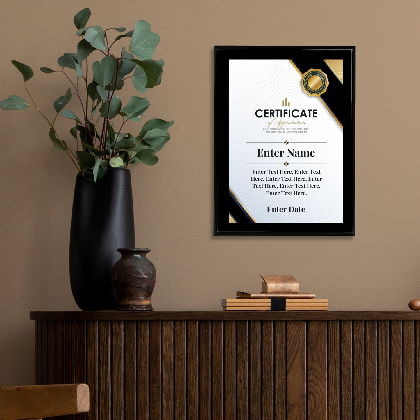 Certificate Of Appreciation 9" x 12" UV Printed Luxury Award