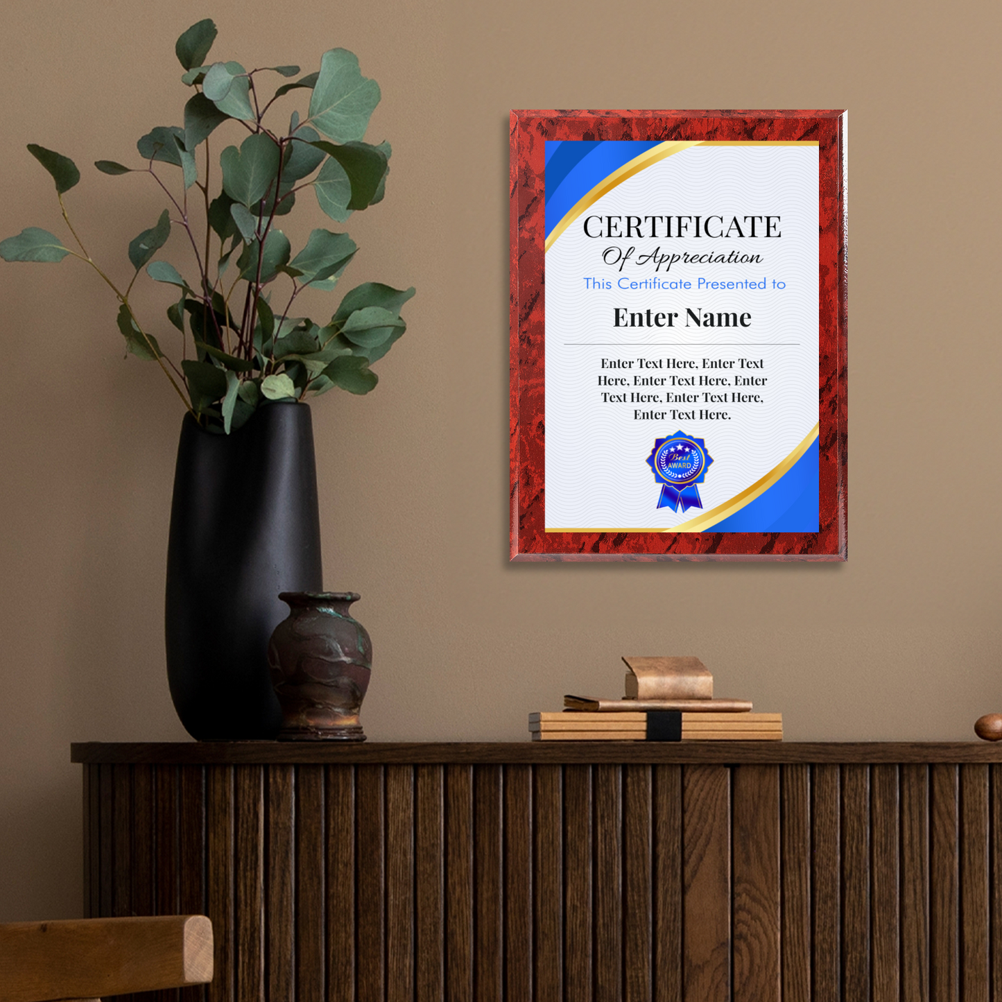 Certificate Of Appreciation 9" x 12" UV Printed Luxury Award 02