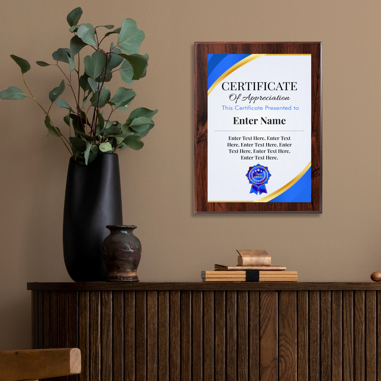 Certificate Of Appreciation 9" x 12" UV Printed Luxury Award 02