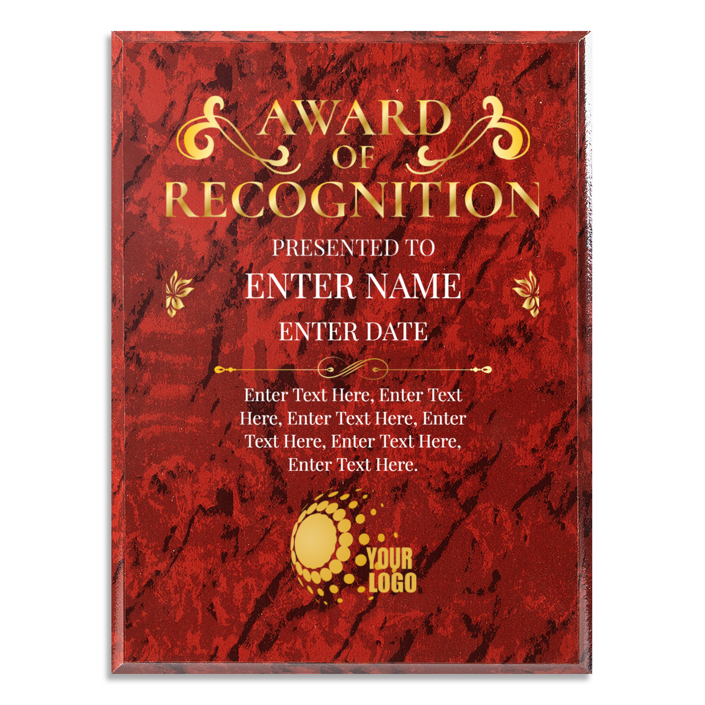 Award Of Recognition Photo Upload 9" x 12" UV Printed Luxury Award
