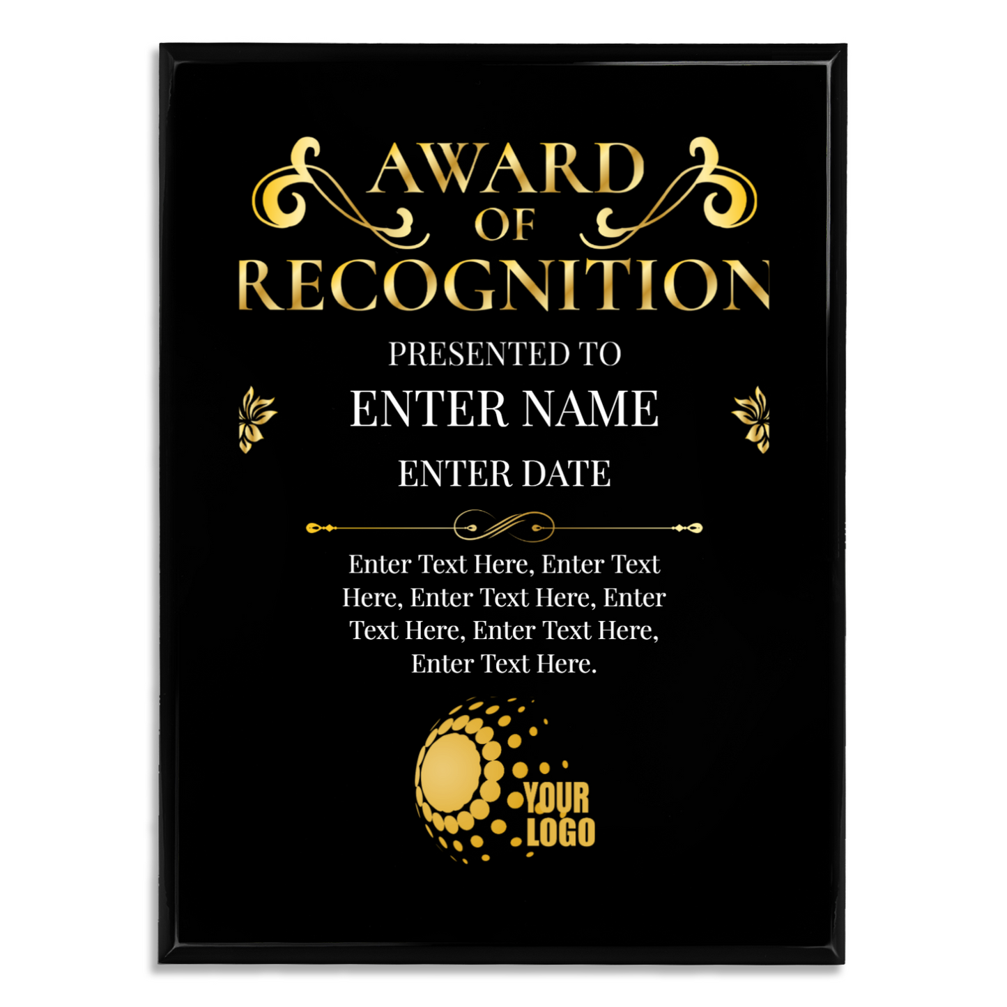 Award Of Recognition Photo Upload 9" x 12" UV Printed Luxury Award