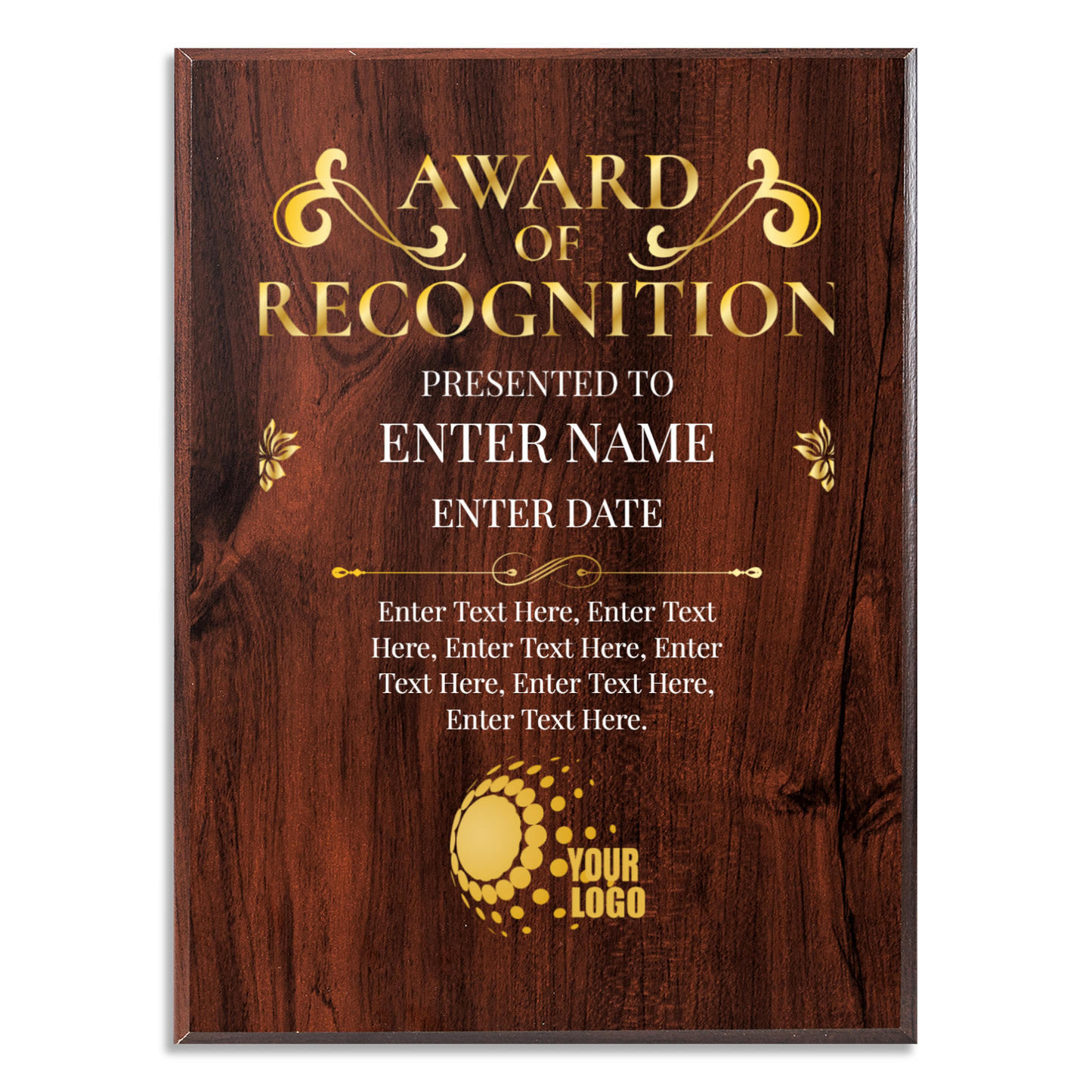 Award Of Recognition Photo Upload 9" x 12" UV Printed Luxury Award