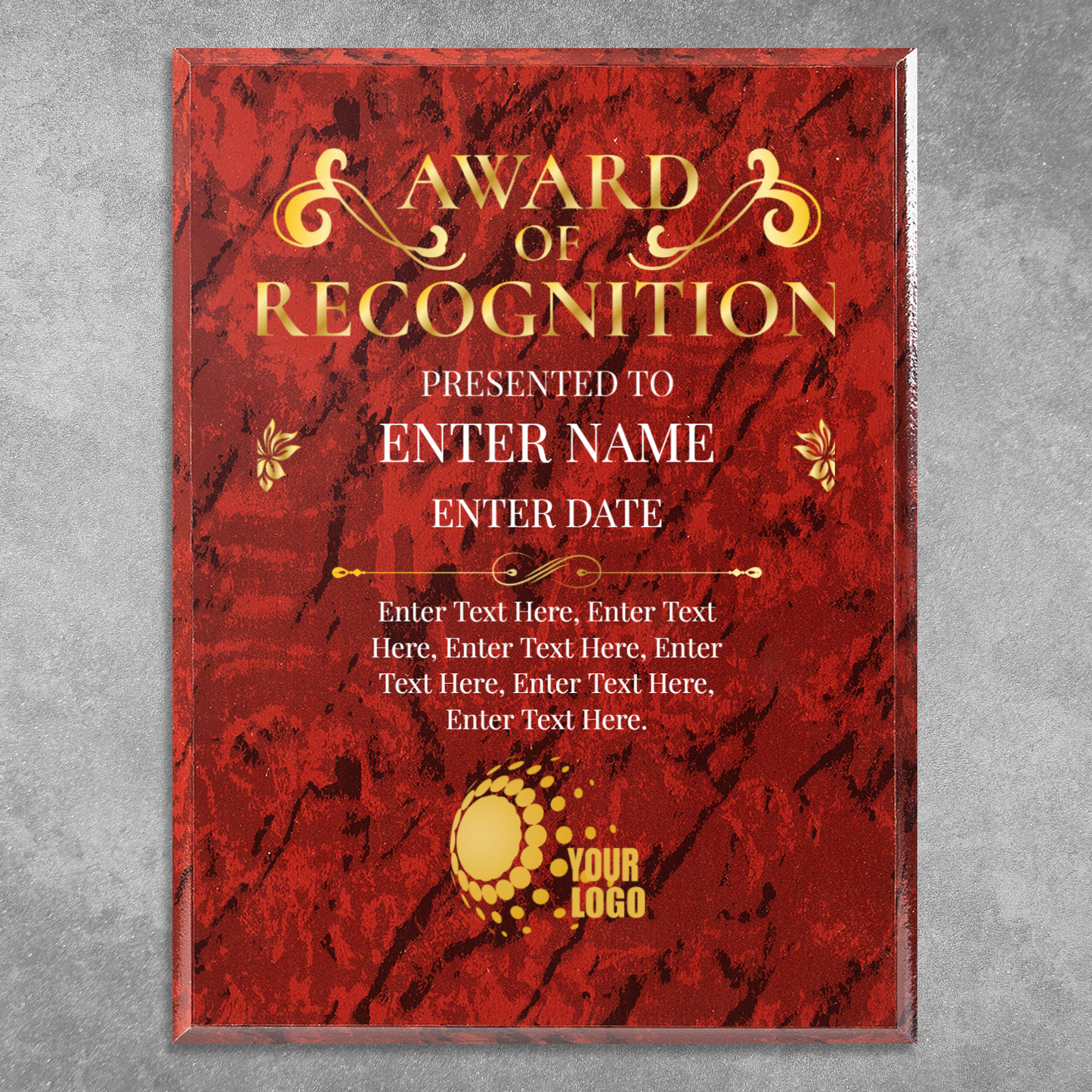 Award Of Recognition Photo Upload 9" x 12" UV Printed Luxury Award