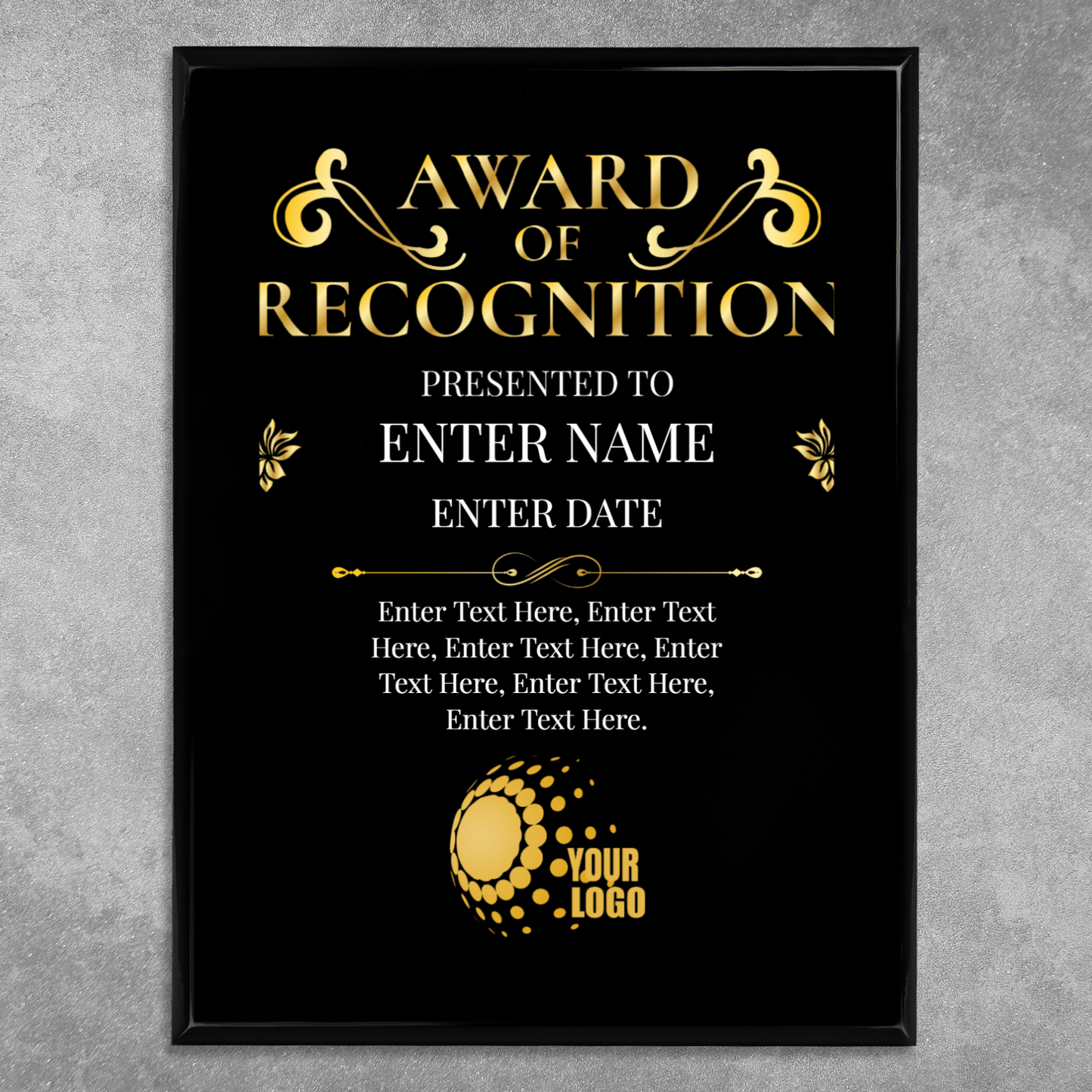 Award Of Recognition Photo Upload 9" x 12" UV Printed Luxury Award