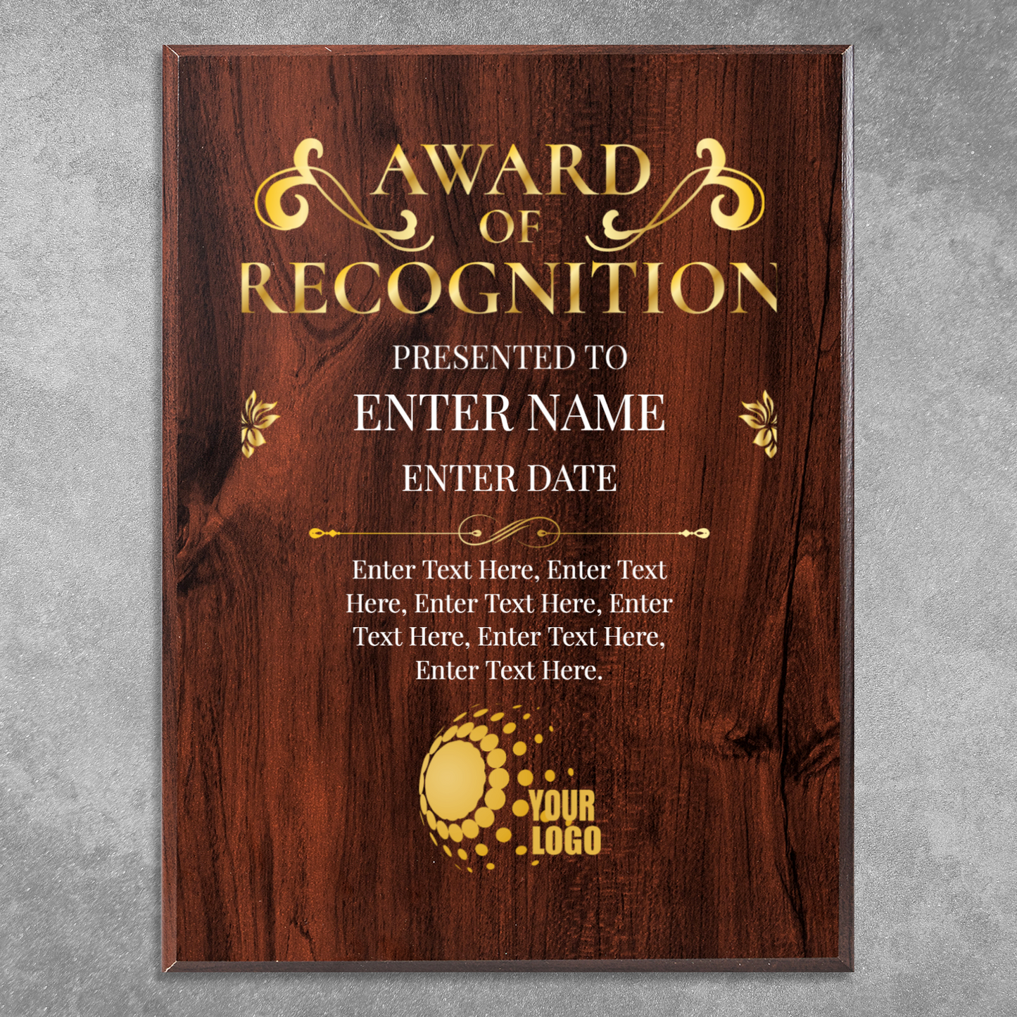 Award Of Recognition Photo Upload 9" x 12" UV Printed Luxury Award